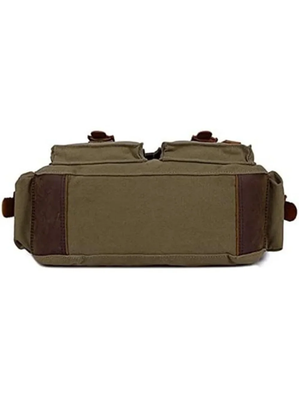 Vintage Military Style Leather Canvas Messenger Bag - Medium Laptop Tote